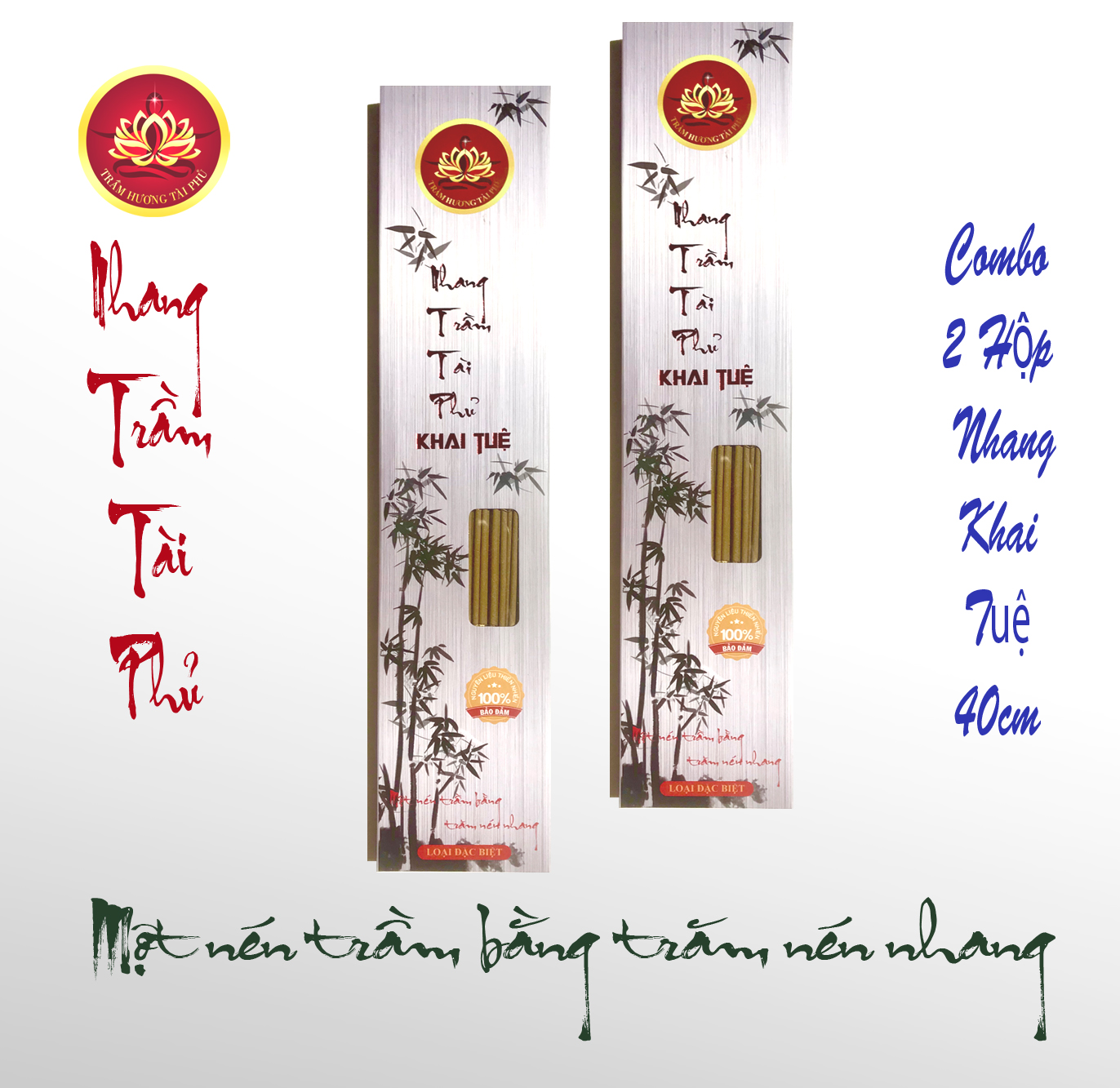 Combo 2 Hộp Nhang Khai Tuệ 40 Cm