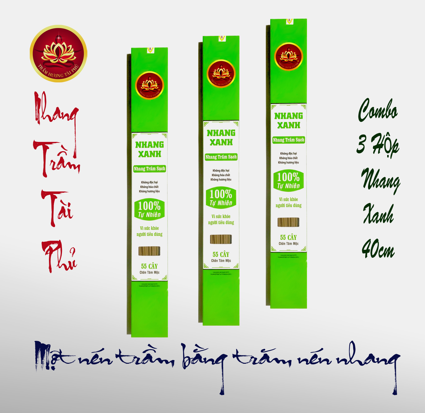 Combo 3 Hộp Nhang Xanh 40 Cm